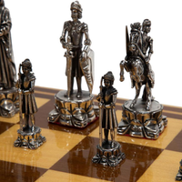 PEDRO DURAN STERLING CHESS SET IN PARQUETRY CASE