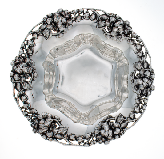 Sterling Silver Bowl with Flowers And Branches